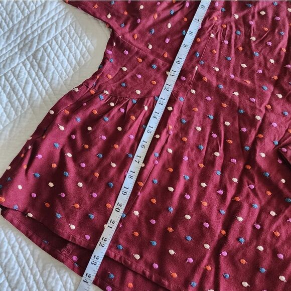 Maeve by anthropologie colorfull embroidery polka dots boho blouse Top - Picture 11 of 14